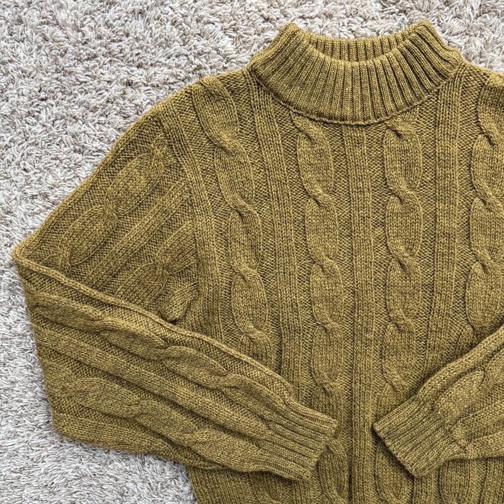 Vintage Varsity Shop Towne And King Cable Knit Wool Sweater Size M Green Brown - Picture 7 of 10